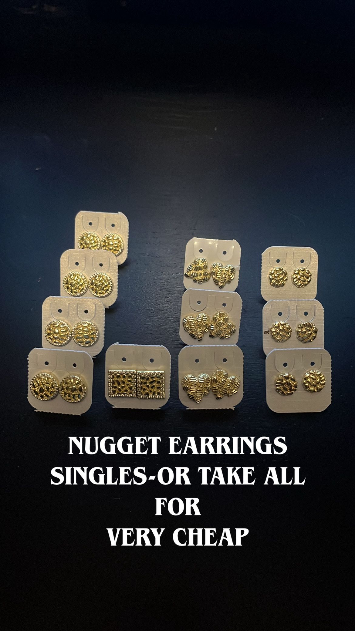 Gold Plated Nugget Earrings (READ DESCRIPTION)