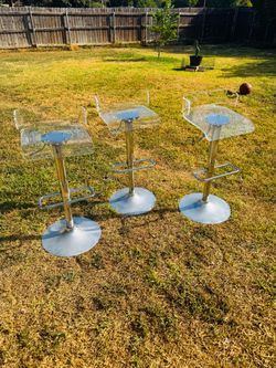 Set of 3 Acrylic Adjustable Bar Stools