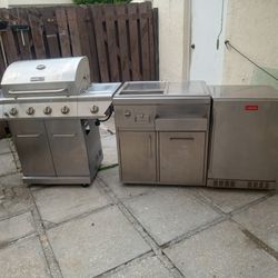 Parrilla Con Bar Y Nevera de Acero Inoxidable/Grill with bar and stainless steel refrigerator 
