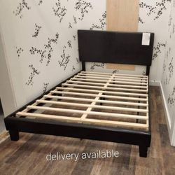 Erin Black PU Leather Queen Upholstered Bed Frame Cama//King,full,twin Size Available//Mattress Sold Separately 