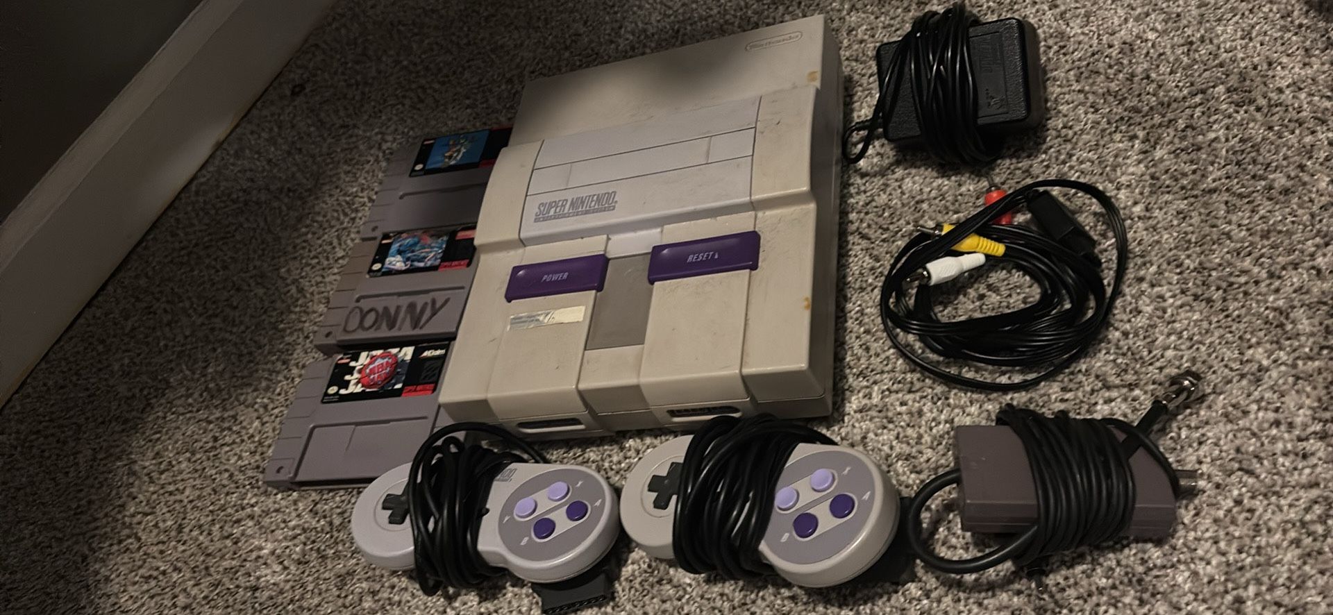 SNES With 3 Games & All Cords
