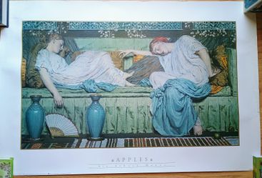 Vintage 1990s Fine Art Offset Lithograph Poster: "Apples" by Albert Joseph Moore