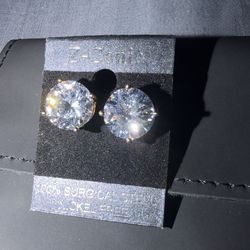Gold plated surgical steel CZ pushback stud earrings