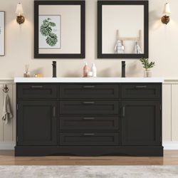 🟢 Double Sink Bathroom Vanity With Undermount Basins