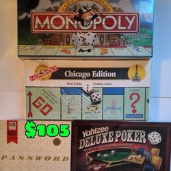 4 games The Deluxe Edition Monopoly , Chicago Edition Monopoly , Password and Yahtzee Deluxe 