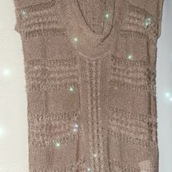 BEBE gold glitter knitted style nude color sweater top (size M)