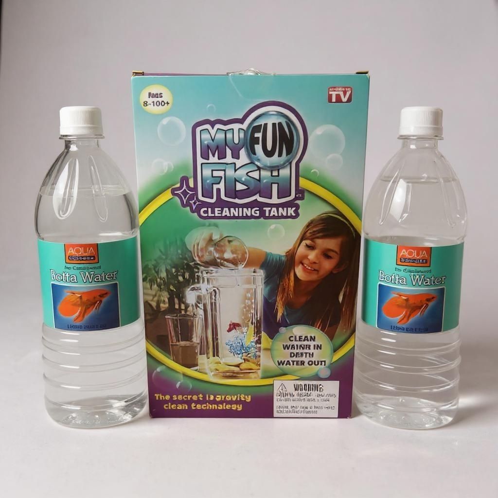 My Fun Fish Cleaning Tank 4.5" x 4.5" x 10" -NEW - w/ Bonus Two Beta Waters