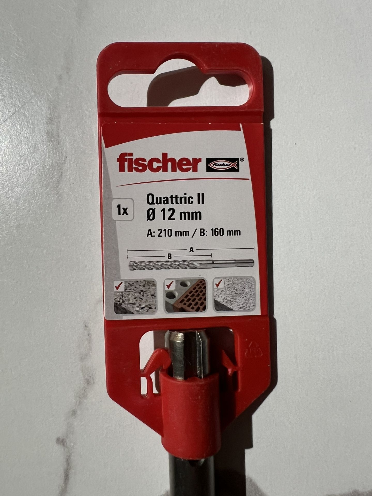 Fischer Quattric ll Rotary Drill Bit 12mm x 210mm