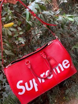 Louis Vuitton x Supreme Keepall Bandouliere 45 with strap X333 red epi leather weekend / travel bag