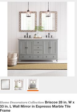 28 IN BRISCOE WALL MIRRORS IN ESPRESSO MARBLE TILE FRAME