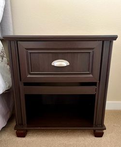 Dark Wood Nightstand with Drawer