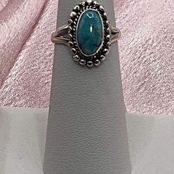 Vintage Taxco Mexico, Sterling, Silver And Turquoise Size 5.5 Rings