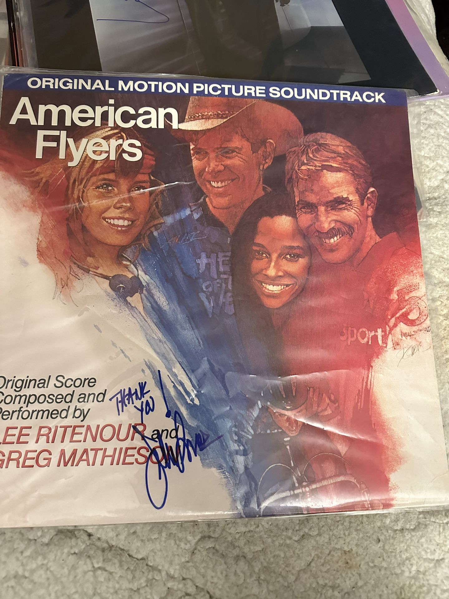 AMERICAN FLYERS, Lee Ritenour & Greg Mathieson Signed John Amos Cover Only No Lp