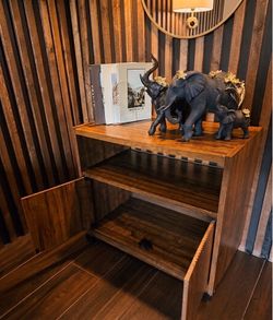 Modern Slat-Door Storage Cabinet with Top Shelf