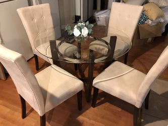 Glass dining table with 4 chairs