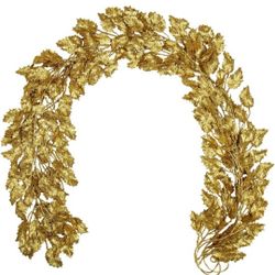3 Pcs 6FT Christmas Garland Gold Glittered Artificial Holly Leaves for Christmas Tree Decorations Indoor Outdoor Hanging Garland Ornaments Home Decor 