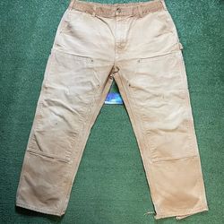Carhartt beige distressed double knee pants