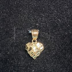 10k Gold Heart Nugget Pendant 