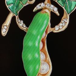 Crystal And Enamel Faux Pearl Pod Pin