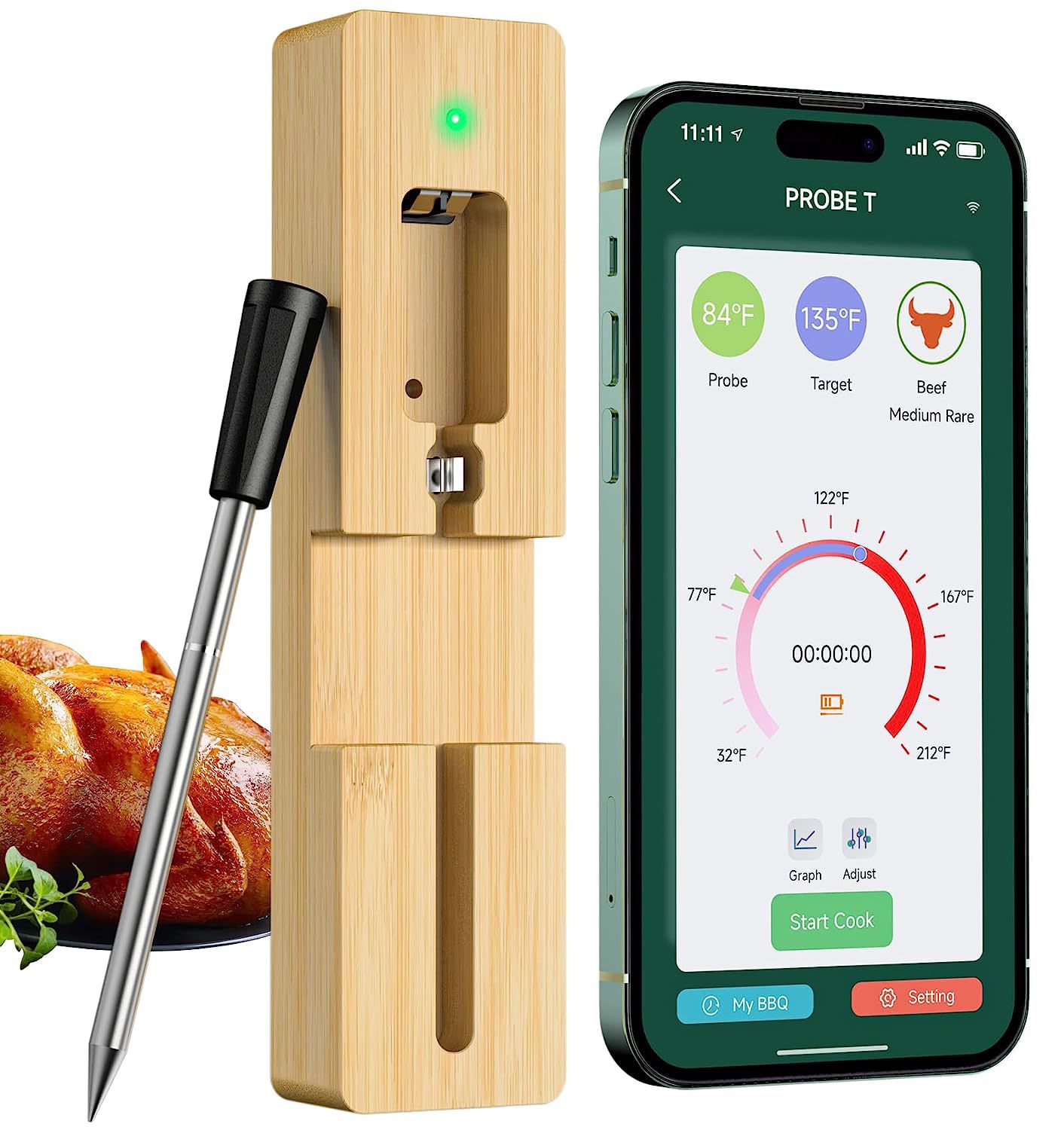 New MEATER+165ft Long Range Smart Wireless Meat Thermometer for