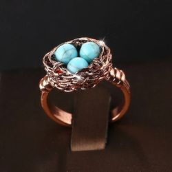 Elegant 14k Gold Plated Engraving Birdhouse Ring 