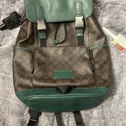 Genuine Authetic Coach Leather Flap Backpack