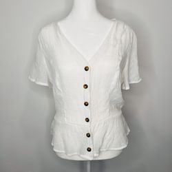 lily white woman tops Button Up Blouse Size L
