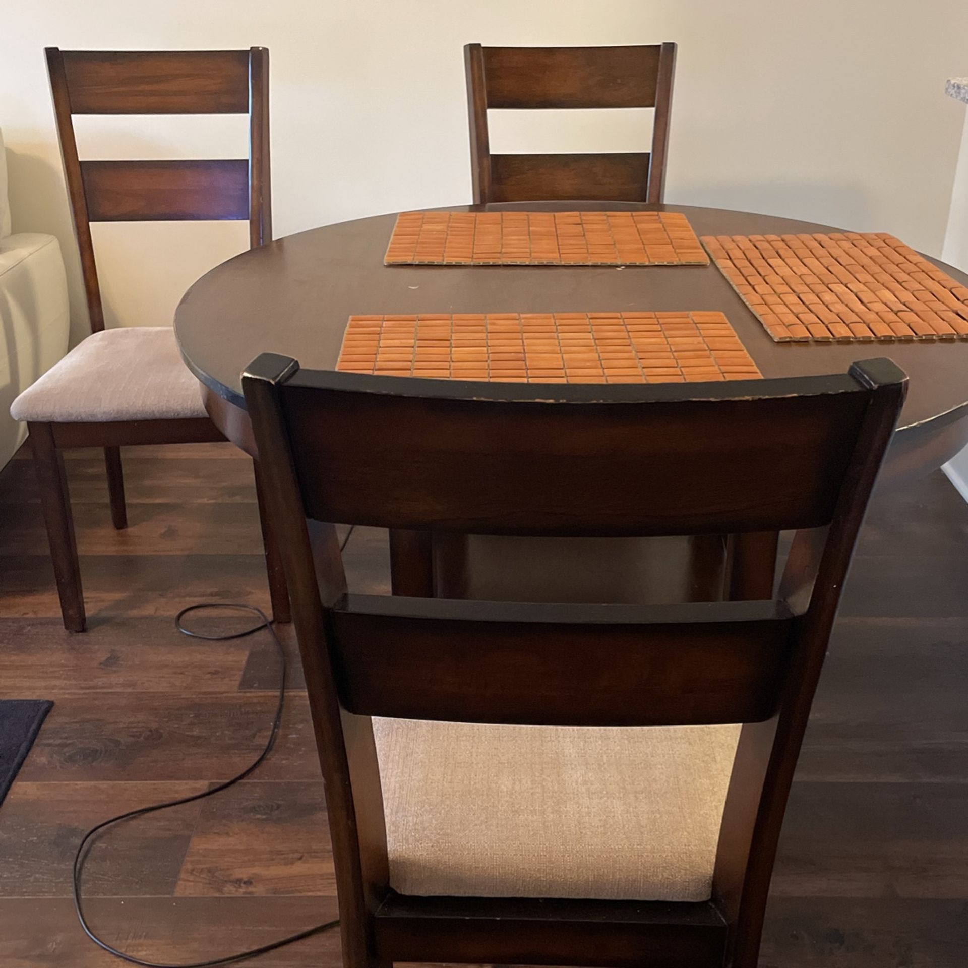 Round Brown 4 Piece Table Set