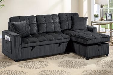 Sectional + Chaise Storage + Side Pocket