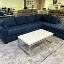Dark Navy Blue L Shaped Sectional 