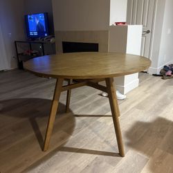 44inch Solid Wood Round Dining Table, Walnut Color