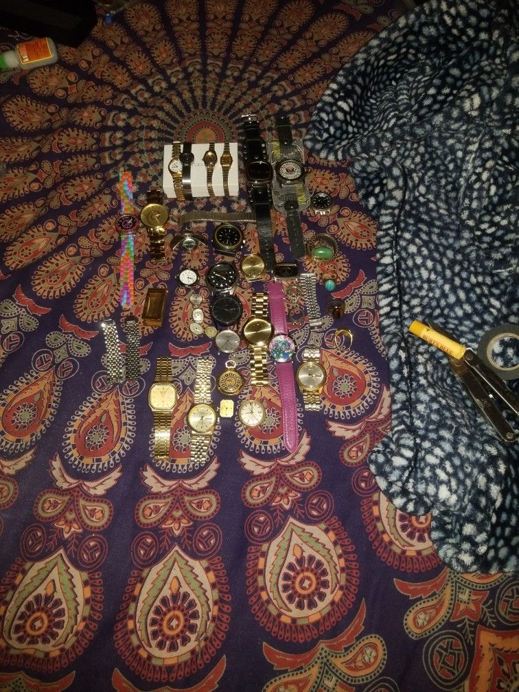 A Bunch Of Watches And A Few Rings For Same . Make Offer On All Or A Single Piece