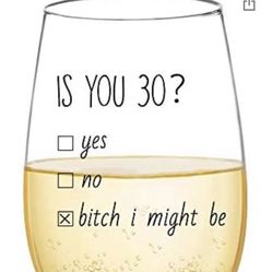 30th Birthday Gift for Women & Men Wine Glass 