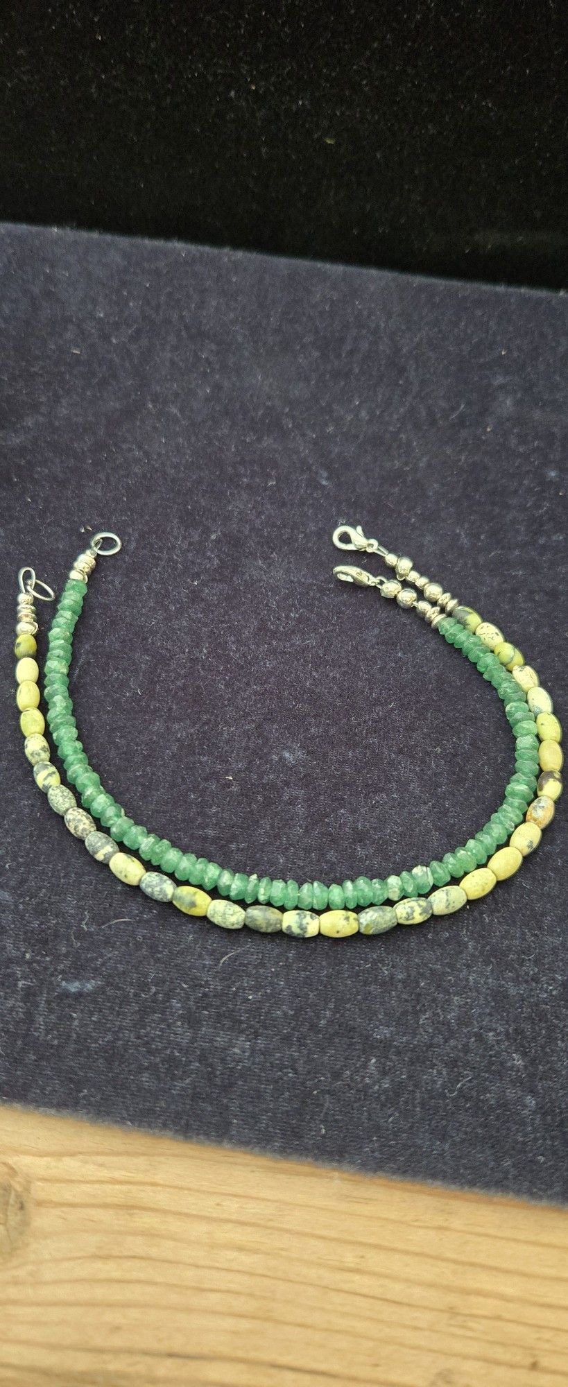 2 Anklets Green Onyx And Jasper