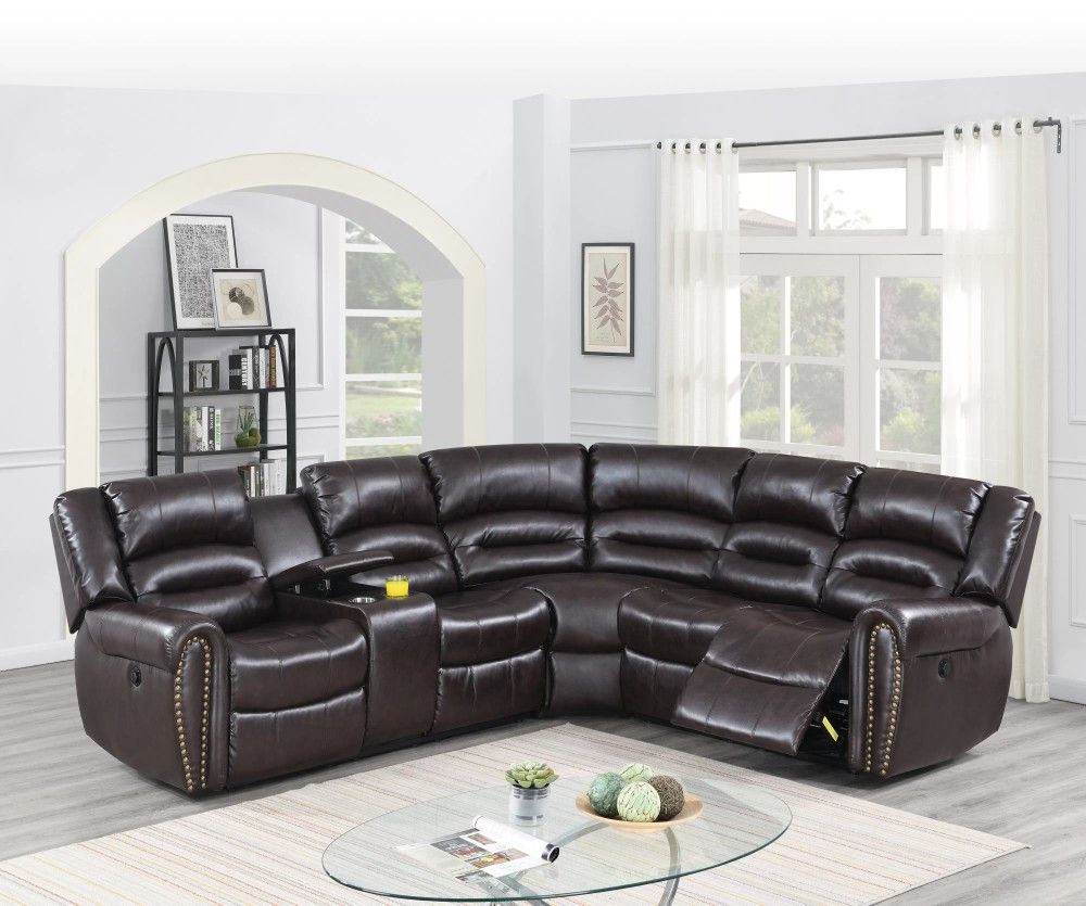 Brand New Brown Leather Power Reclining Sectional Sofa