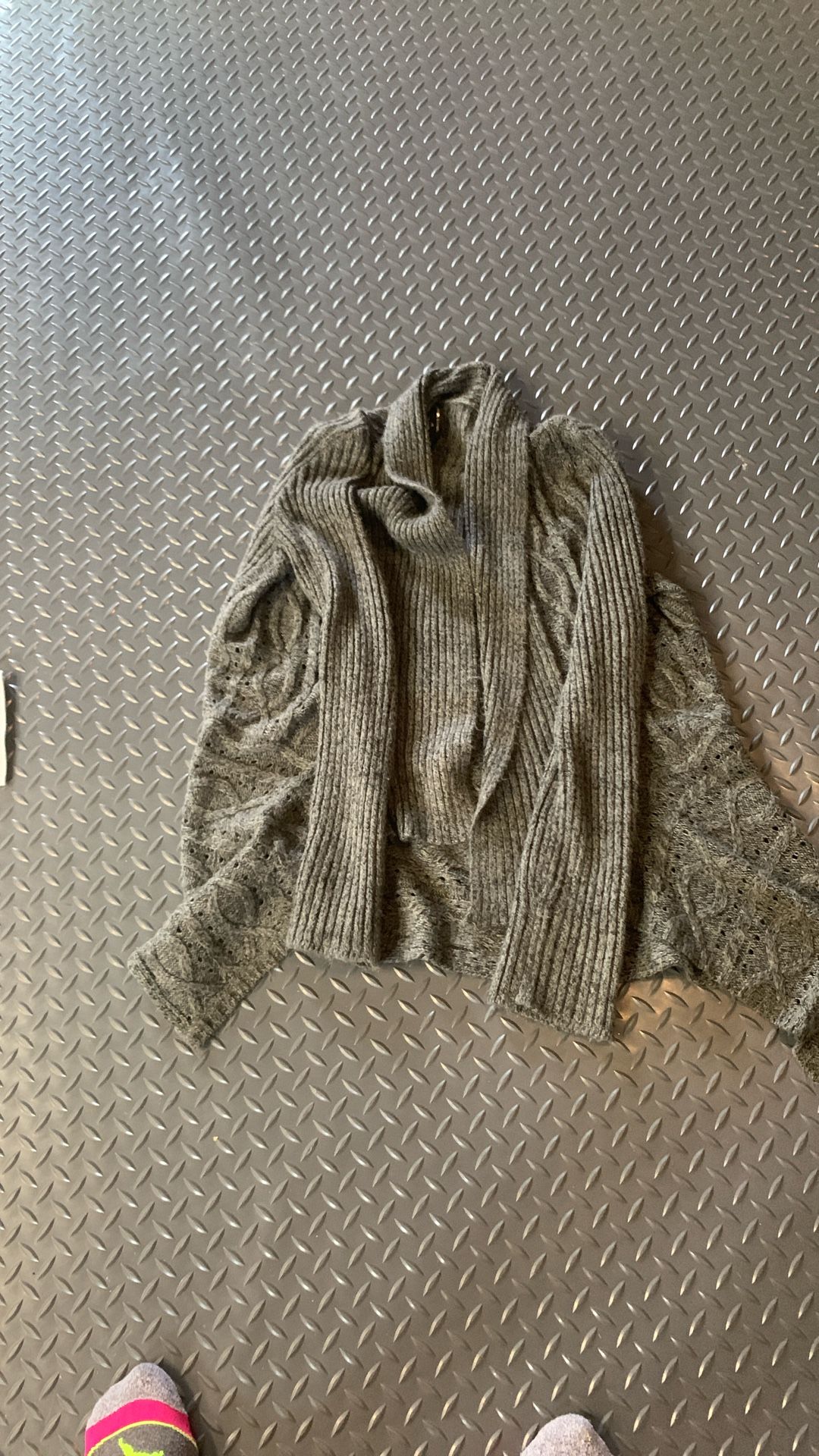 For large gray cardigan sweater very cozy