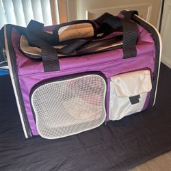 Large Pet Holder Bag For  Small Or Large Pets Purple And White 