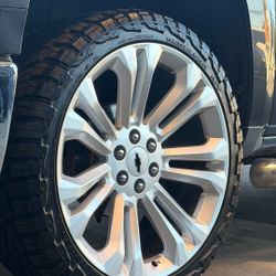 24” CK159 Silver Machine Wheels With 33” RT Tires fit Escalade Tahoe Yukon Sierra Yukon 