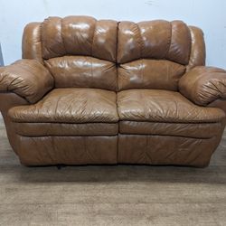 Light Brown Genuine Leather Recliner Loveseat