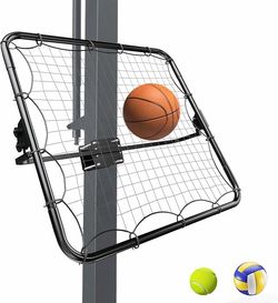 MR Basketball Rebounder 40”x40”, Adjustable Passback Net, Multi-Sport Training Rebound Net, Ball Return System Set up on 2''~6'' Pole for Basketball, 