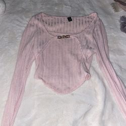pink, cropped shirt, size small