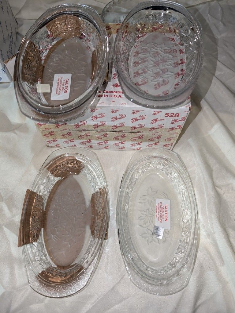The Princess House Fantasia 4 Pc. Crystal Casserole Vegetable Dishes No. 528