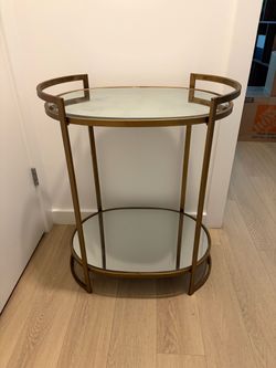 Brushed gold bar cart