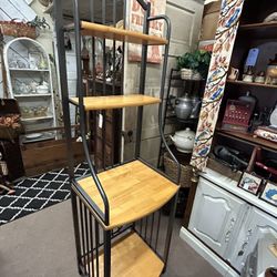 Vintage Wood and Metal Baker’s Rack Shelves 