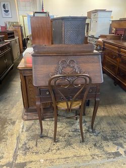Victorian secretary desk w chair
