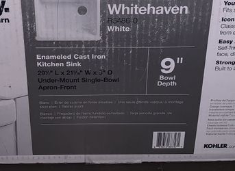 KOHLER Whitehaven 29.5-in x 21.5625-in White Single Bowl Undermount Residential Kitchen Sink