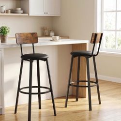 Brand New in box- Industrial Bar Stools with Back, Set of 2