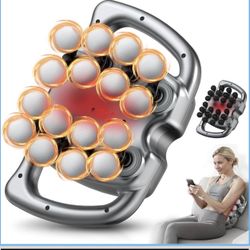 New-Massage Gun, 2IN1 24 & 16 Head Multi Massager Gun Deep Tissue with Red Light, 9 Modes 30 Intensity Levels, Cordless Quiet Handheld Muscle Massager