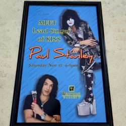 KISS Band Lead Singer Paul Stanley Autographed Framed Poster Signed Memorabilia Autograph Wall Art Collectible