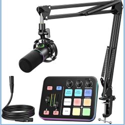 Gaming Streaming Equipment Bundle: Audio Interface Mixer and XLR Dynamic Mic RGB Noise Reduction Live Streaming Podcasting MaonoCaster